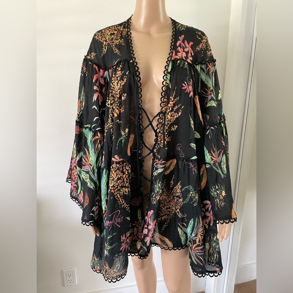 Charo Ruiz Ibiza Ivet Fresco Floral Mini Dress Cover Up Kaftan‎ Resort Beach